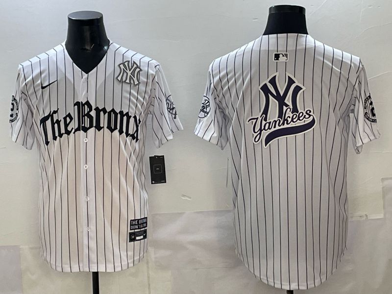 Men 2025 New York Yankees Blank White Stripe Five generations Joint Name Nike MLB Jersey style 018->new york yankees->MLB Jersey